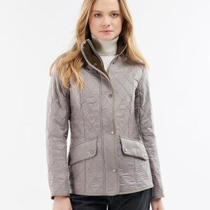NWT Barbour Womens Size US 4 Cavalry Diamond Polar Quilted Jacket Gray Brown